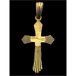 9ct gold jewellery, including two chains and a cross pendant, all hallmarked 