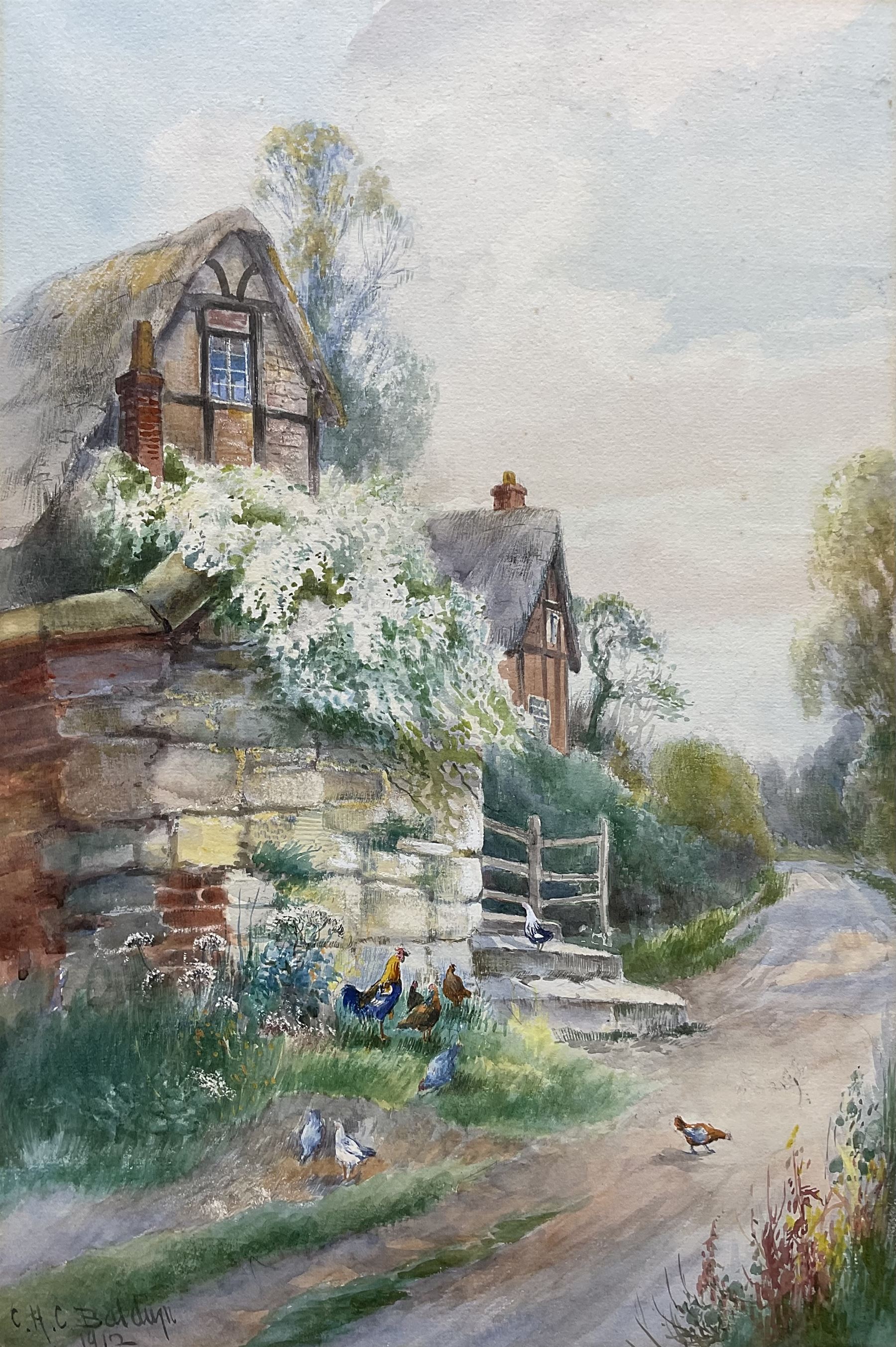 Charles Henry Clifford Baldwyn (British 1859-1943): 'Heralds of Spring', watercolour signed and dated 1912, titled verso 45cm x 30cm (mounted) 
Notes: Baldwyn was a Worcester artist, starting work at the Royal Worcester porcelain factory at the age of 15. He was most famous for his beautiful paintings of swans in flight.