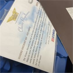 Corgi - Aviation Archive, eleven ‘Classic Propliners’ 1:144 scale models comprising Vickers Viscount models; 47601 700 Series British European Airways; 47602 Parcelforce; 47603 Continental Airlines; 47604 800 Series Lufthansa; 47605 700 Series British Eagle no.391/2900; 47606 806 Virgin Atlantic Airways; 47607 802 British European Airways; 47608 806 British Airways no.985/3000; 47609 836 British Midland Airways no.1530/2500; AA30501 800 Aer Lingus no.651/2100; AA30503 800 British Air Ferries no. 1131/2100; all boxed (11) 