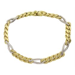 White and yellow gold Figaro link bracelet