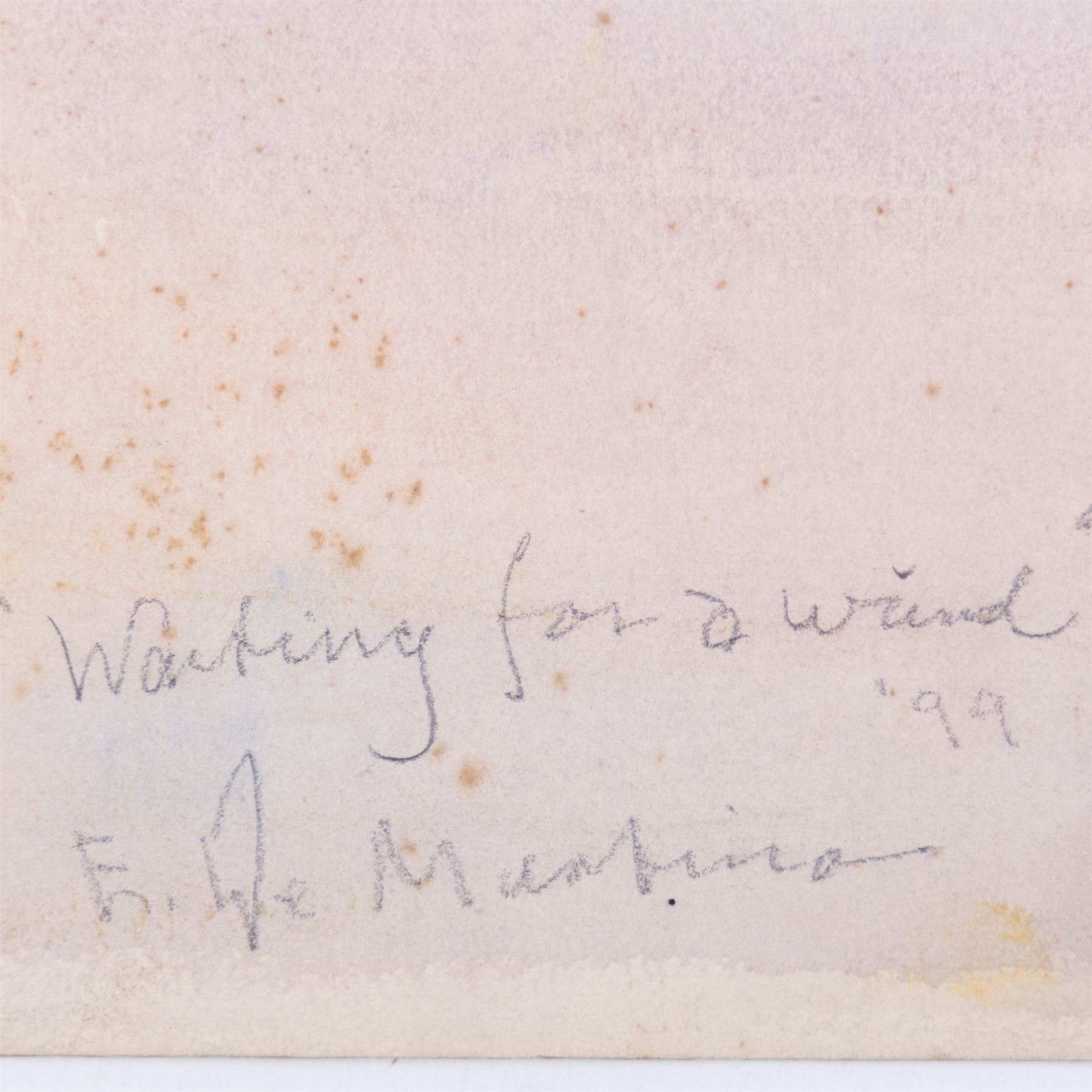 Eduardo De Martino (Italian 1838-1912): 'Waiting for a Wind' and Harbour Scene, two watercolour signed, one titled, each dated '82 and '99, 15.5cm x 24.5cm and 27cm x 36cm (2) (unframed)