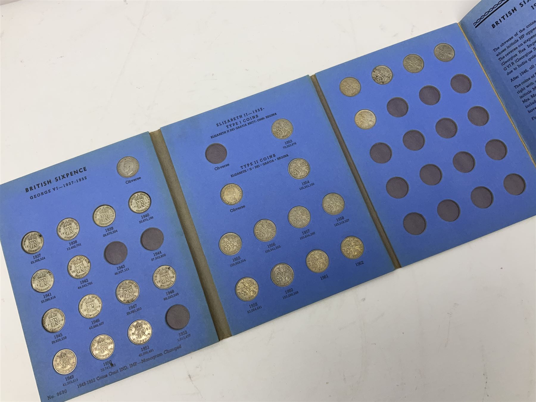 Fourteen part filled Whitman folders, including farthings, halfpennies, pennies and sixpences