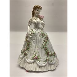 Three Royal Worcester figurines,  The First Quadrille, The Fairest Rose and Queen of Hearts, largest H21cm