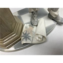 Lladro figure, Columbus, modelled as Christopher Columbus stood by a globe, limited edition 896/1200, no 1432, sculpted by Salvador Furio, with original box, year issued 1982, year retired 1988, H42cm