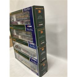 Corgi - four limited edition 1:50 scale Eddie Stobart heavy haulage vehicles comprising CC12802 Scania T-Cab Bulk Tipper; CC13207 DAF XF Space Cab and Flatbed Trailer; CC13101 Volvo F88 Box Trailer; and CC12607 Scammell Crusader Tautliner; all boxed (4)