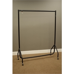  Black finish clothes rail on castors, W123cm, H154cm  