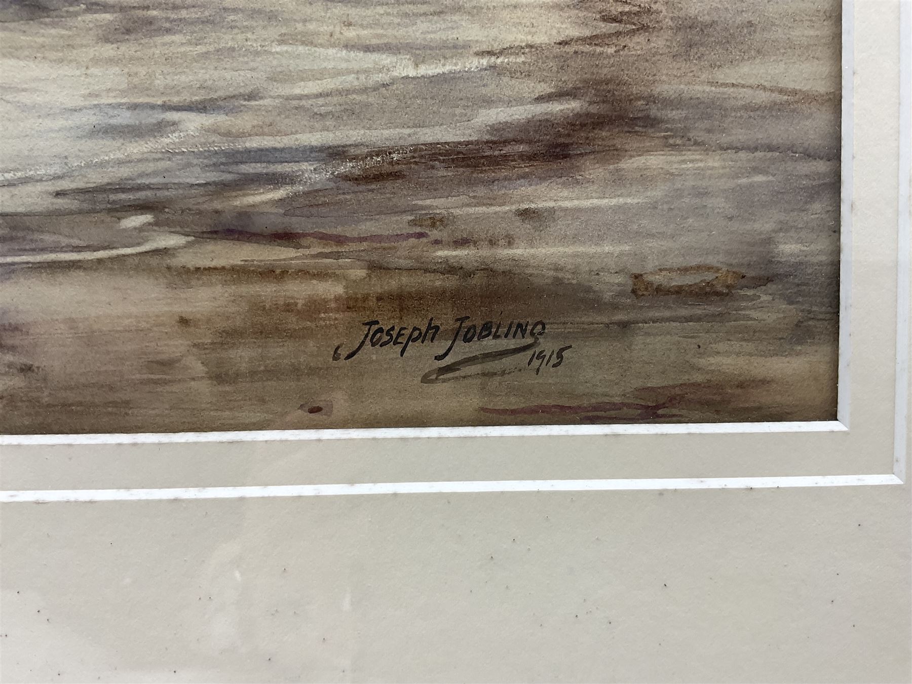 Joseph Jobling (British 1870-1930): Sunrise over Tynemouth and the Abbey, watercolour signed and dated 1915, 29cm x 45cm 
Provenance: private collection, purchased David Duggleby Ltd 8th March 2010, Lot 92