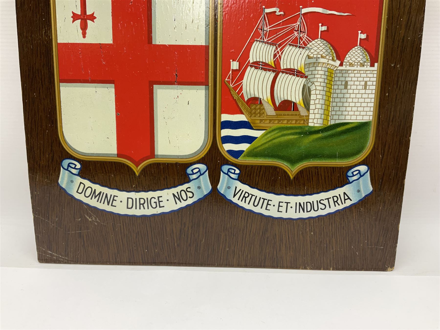 Great Western Railway coat of arms, painted upon a wooden panel, H40cm