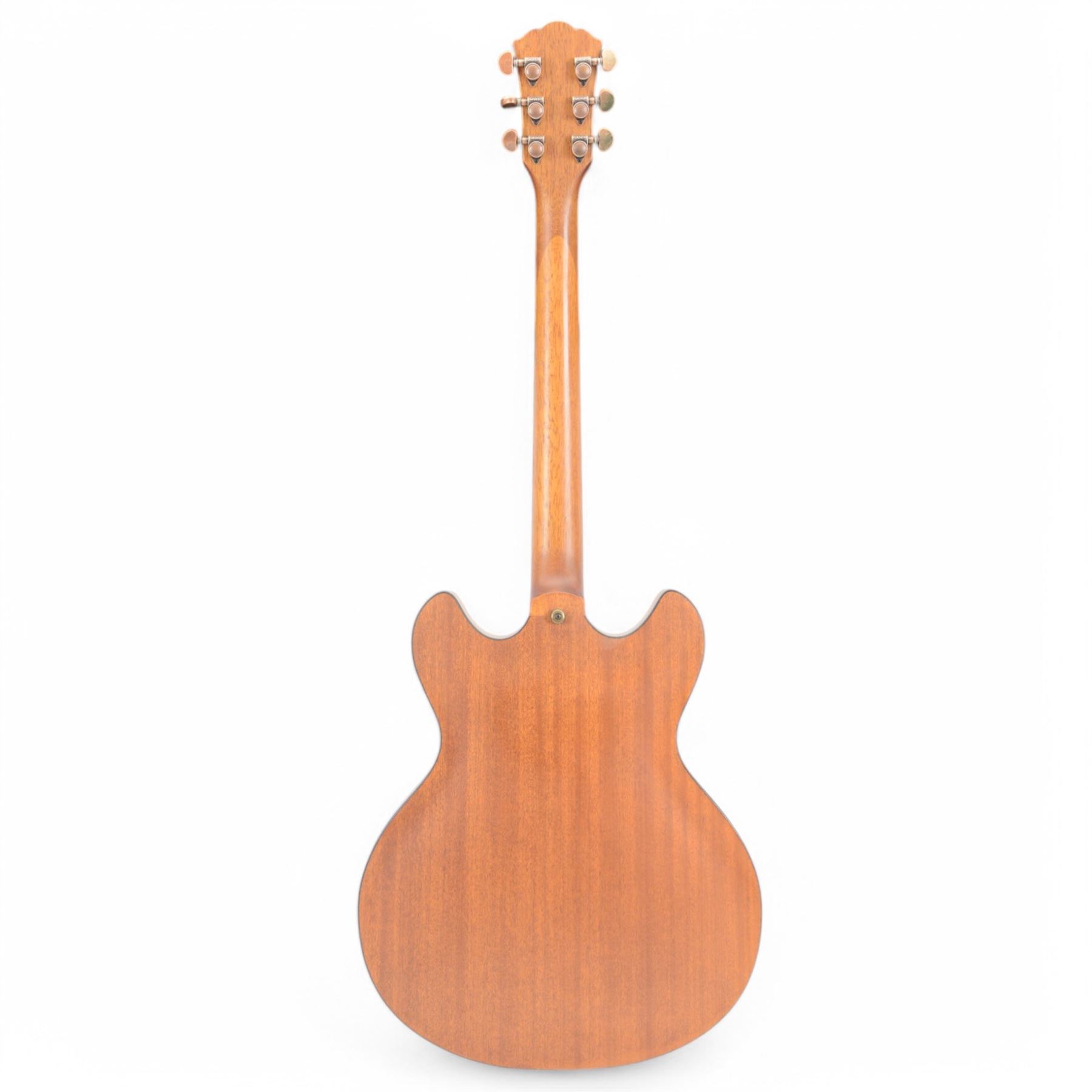 Washburn HB-32DM hollow body electric guitar, in distressed matte finish, serial no. SI070500032, contained within a Washburn soft carry case, guitar length L106cm