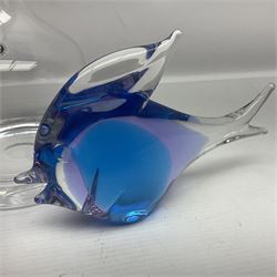 Dartington Crystal decanter, Caithness glass vase and a FM Ronneby glass fish