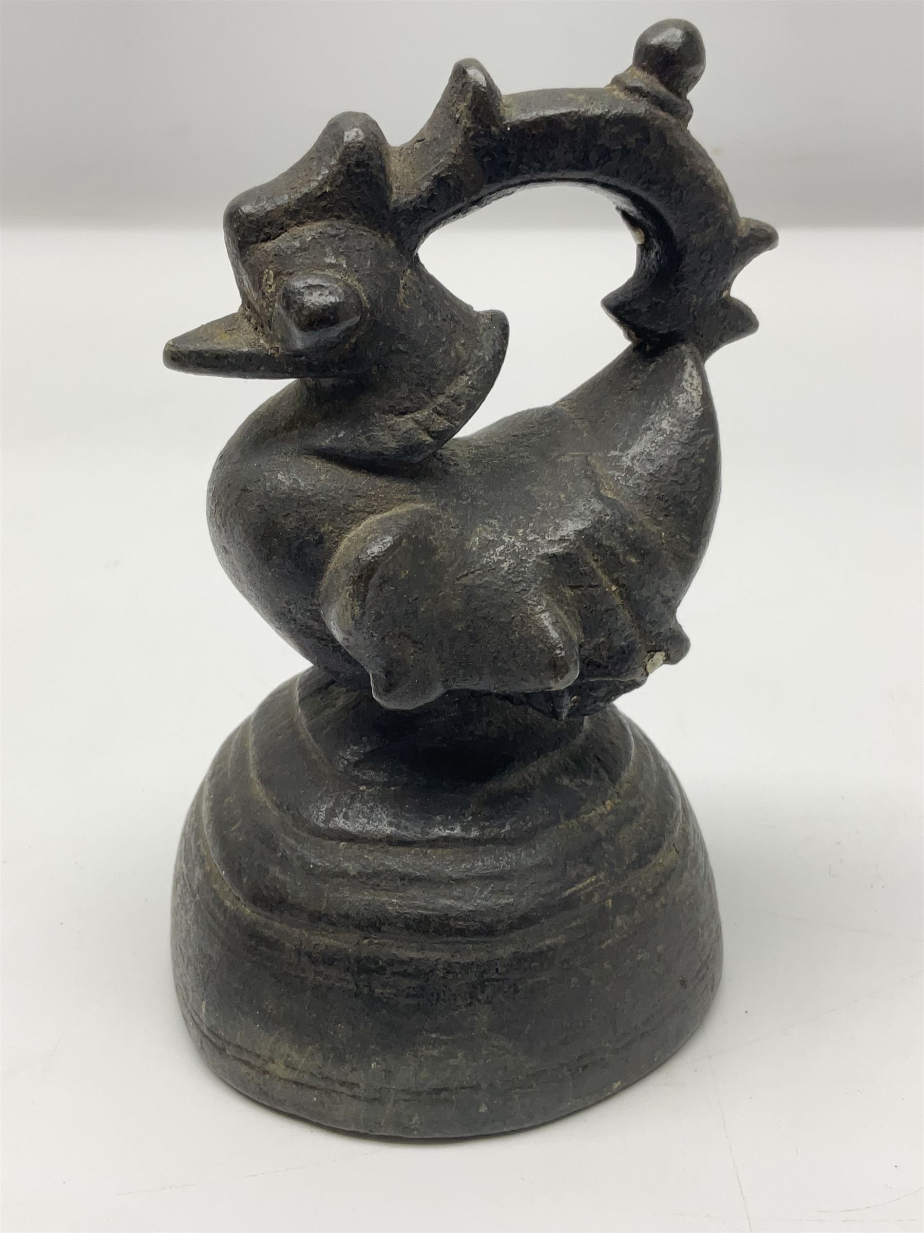 19th century graduating set of Burmese bronze opium weights, in the form of Hintha birds, tallest H11.5cm (8)