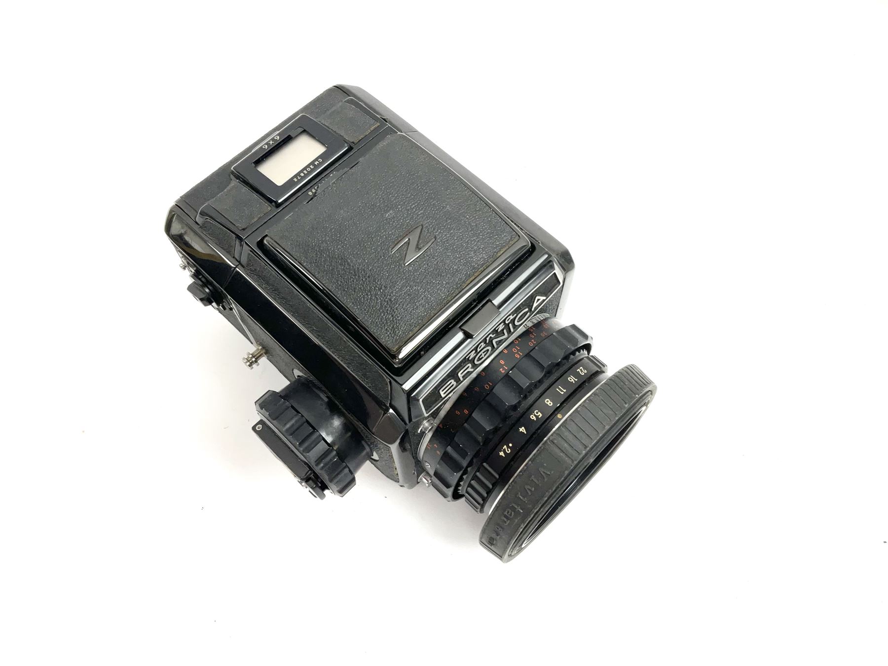 Zenza Bronica S2A medium format camera body, with Zenza Bronica Zenzanon MC '1:2.4 f-80mm' lens, together with Nippon Kogaku Nikkor-P '1:4 f-200mm' lens, Nikkor D.C '1:4 f-40mm' lens, two film backs and other camera equipment, housed in a hard flight case