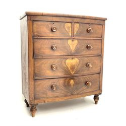Victorian mahogany bow front chest fitted with two short and three long drawers