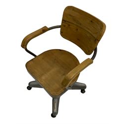 Industrial style metal and wood swivel desk chair
