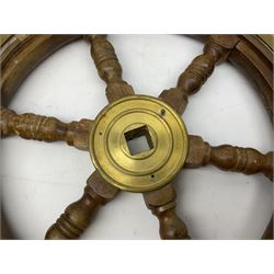 Six turned spokes ship wheel with brass central boss