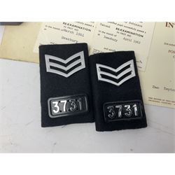 Archive of memorabilia and ephemera relating to Pc. (later Sgt.) Geoffrey Robinson of Dewsbury (later West Yorkshire) police force including cased Long Service and Good Conduct Medal; helmet plates and cap badges, collar numbers and uniform buttons, whistles, certificates, photographs, plaque etc 1960s - 1990s