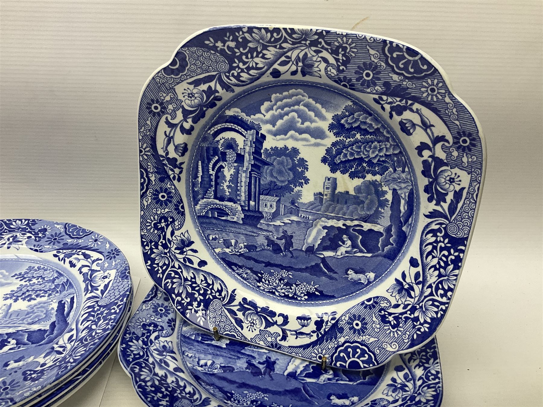 Copeland Spode Italian pattern dinner wares, including two tureens and covers, four serving dishes, six dinner plates, four side plates etc, all with blue printed marks beneath