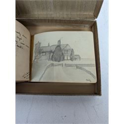 1920s leather bound autograph album/memory book, containing sketches, verses and quotes