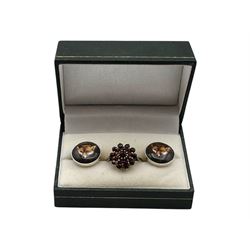 Collection of jewellery, including bone necklace, silver-gilt garnet ring, enamel fox cufflinks, Michaela Frey bracelets, etc