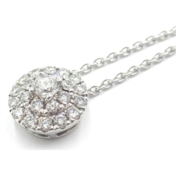  18ct white gold diamond cluster pendant necklace hallmarked  