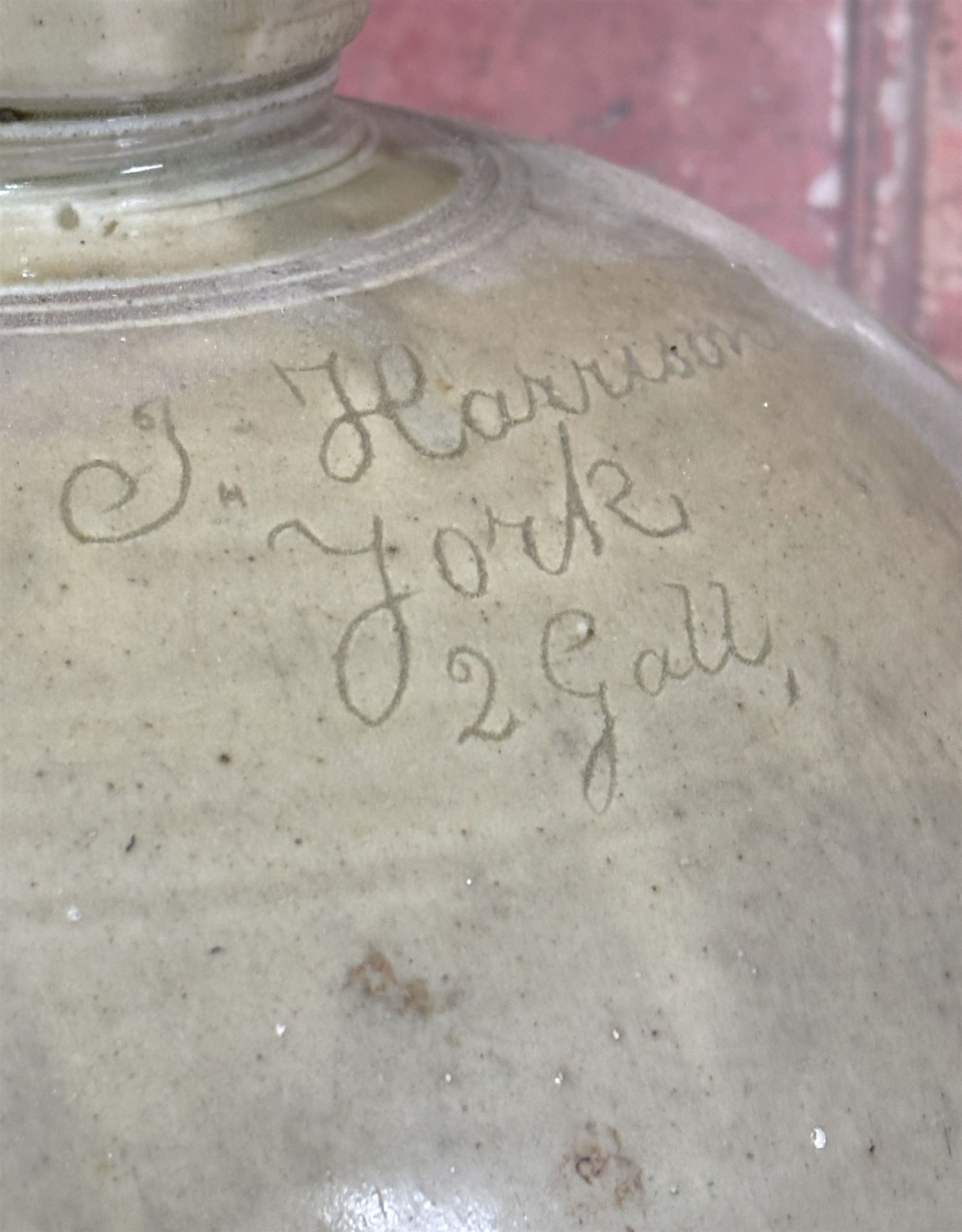Group of four 19th century stoneware flagons of local interest, York, Pocklington etc, and a stoneware jar. (5)  - COLLECTION BY APPOINTMENT FROM: The White House, Thirsk Road, Easingwold, York, YO61 3NF - CALL 01723 507111 TO ARRANGE
