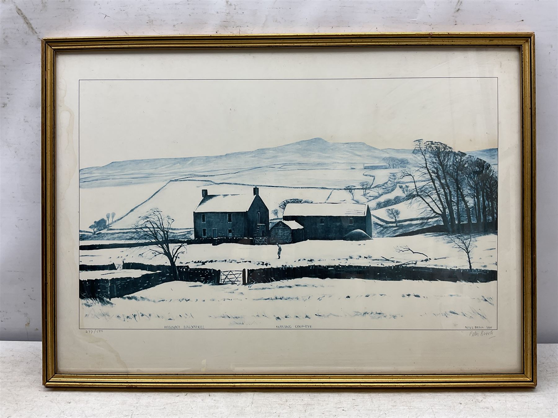 Peter Brook (Northern British 1927-2009): 'Hannah Hauxwell with her Young Dog' and 'Hannah Hauxwell Waving Goodbye', two limited edition prints signed and numbered in pencil max 34cm x 57cm (2)