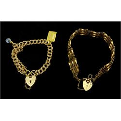 Two 9ct gold bracelets, one with two 18ct gold charms