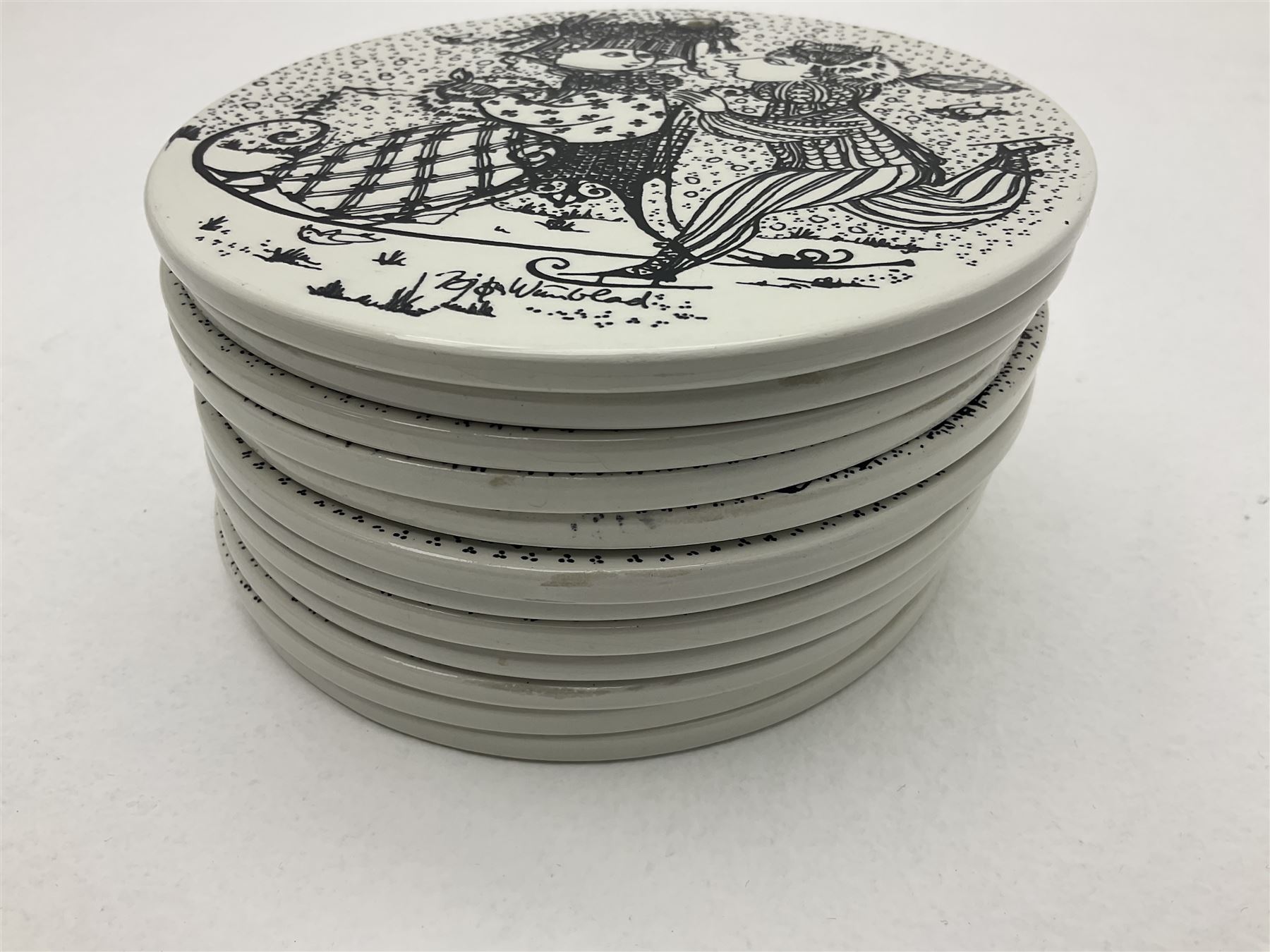 Bjorn Wiinblad for Nymolle Denmark set of twelve calendar wall plaques, D15cm