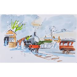 Angus Bernard Rands (British 1922-1985): Winter Scenes, set of four watercolours signed with initials, one dated 1972, max 15cm x 21cm; together with a collection of memorabilia, including a letter and various Christmas cards (unframed)