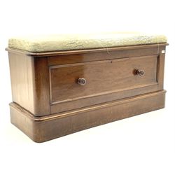 Victorian mahogany drawer seat, upholstered top