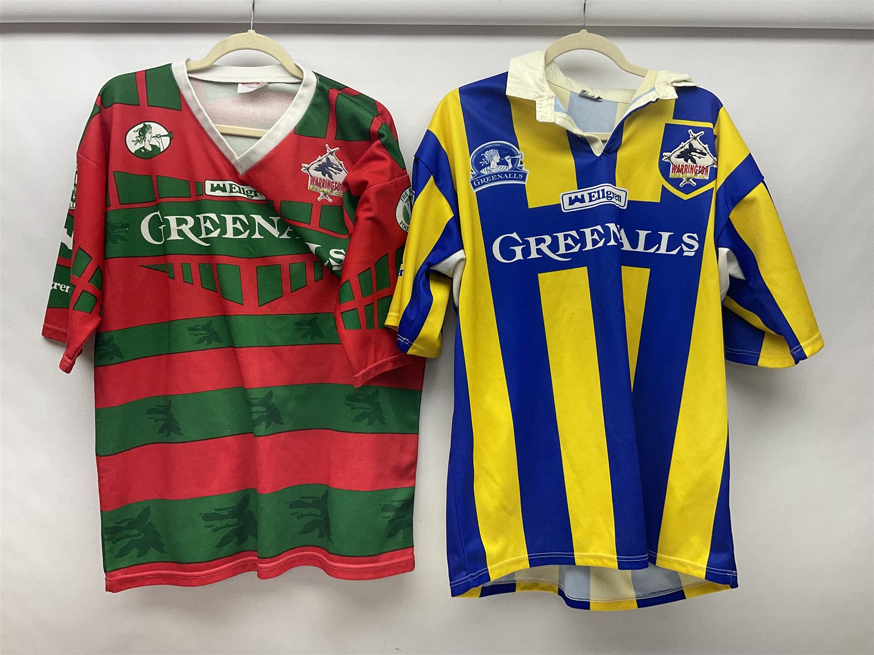 Eighteen Rugby League shirts, including Wigan, Leeds, Warrington and Huddersfield, etc and a Scotland international shirt