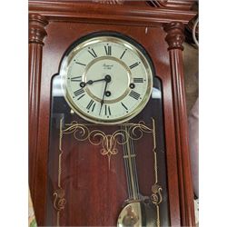 Rapport wooden wall clock, pair of glass table lamps, quilt with Japanese fabric, other lamps, etc