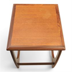 G-Plan - 'Astro' teak nest of three tables, square top with shaped supports