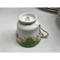 Paragon Rockingham pattern part tea and dinner service including three teapots, milk jug, cups and saucers of various sizes, ten soup bowls, ten side plates, ten dinner plates etc (96)