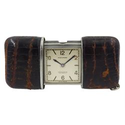 Movado Ermeto chronometer manual wind purse watch, back case No. 1224 961M, in brown leather case