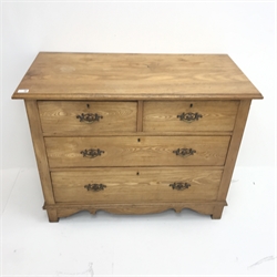 Edwardian ash chest, two short and two long drawers, stile supports, W100cm, H78cm, D48cm