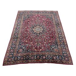 Persian Meshed carpet, plum ground and d