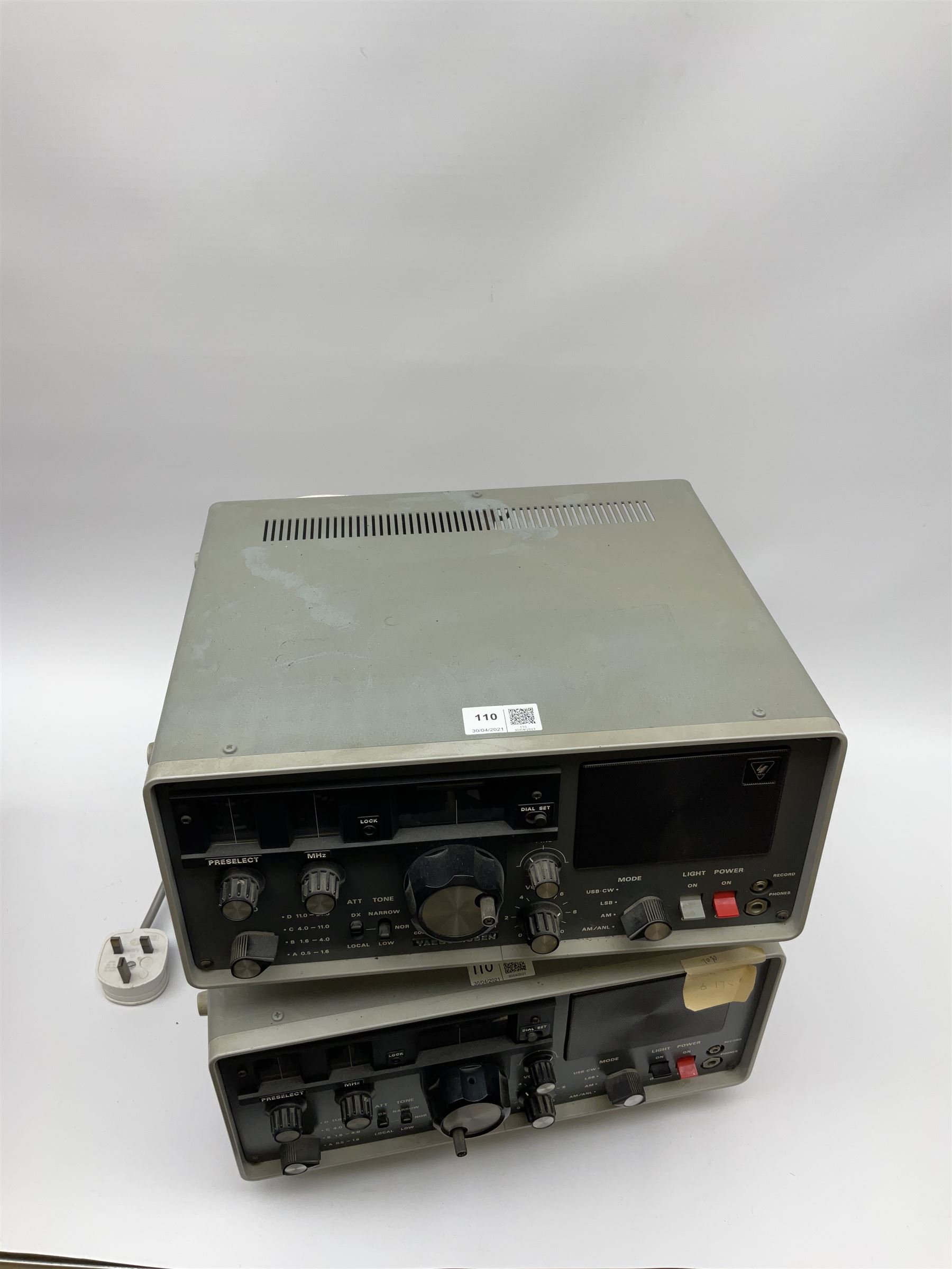 Two Yaesu Musen FRG-7 communications receivers, both untested