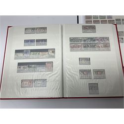 World stamps with many relating to Victory in Europe including King George VI '8th June 1946' stamps from various countries including Antigua, British Guiana, British Honduras, British Solomon Islands, Cayman Islands, Ceylon, Fiji, Grenada, Montserrat, St Helena etc, both mint and used stamps seen, housed in three stockbooks