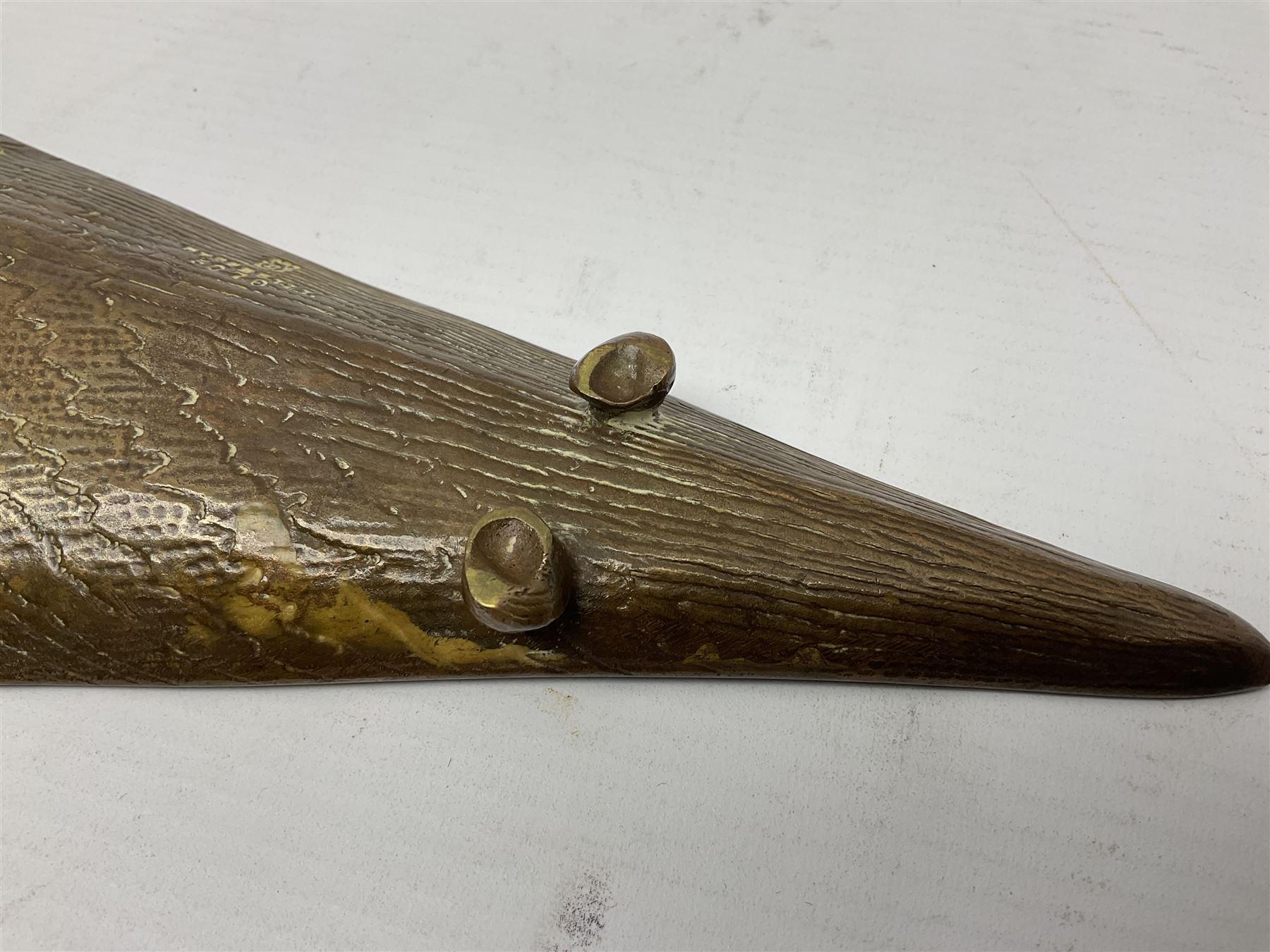 Bergman Art Nouveau bronze dish, of naturalistic shell form upon four shell feet, the centre decorated in relief with a mermaid amongst fish and sea horses, with Bergman mark and impressed Geschutzt 5070 beneath, L36cm