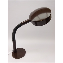  1970s Dutch 'Hala Zeist' adjustable desk lamp, brown finish, possibly designed by H.Th.J.A. Busquet, H74cm max   