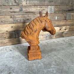 Cast iron Horse head on plinth