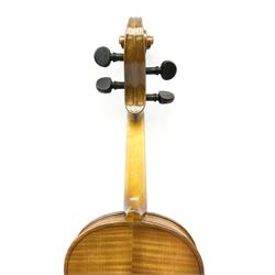 Modern violin with 36cm two-piece maple back and ribs and spruce top 60cm overall