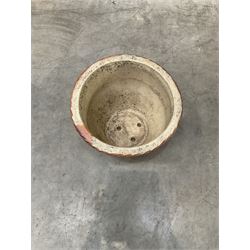 Cast iron cauldron set pot with 2 terracotta chimney pots and 2 terracotta planters,