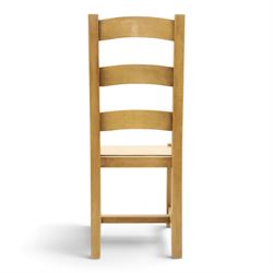 Set of six contemporary solid elm dining chairs