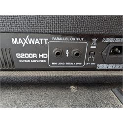 Hiwatt Maxwatt G200R HD guitar transistor amplifier, serial no 07026450, together with a large speaker, speaker H70cm, W66cm