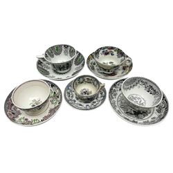 Collection of 19th century tea wares by William Smith & Co, decorated in various patterns including Cupid, Tally Ho and Fountain 