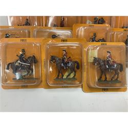 Nineteen Del Prado metal soldiers and one Cannon Barrel from periodical issues for Battle of Blenheim, Crimea, American Civil War etc; all in unopened blister packs, some duplicates