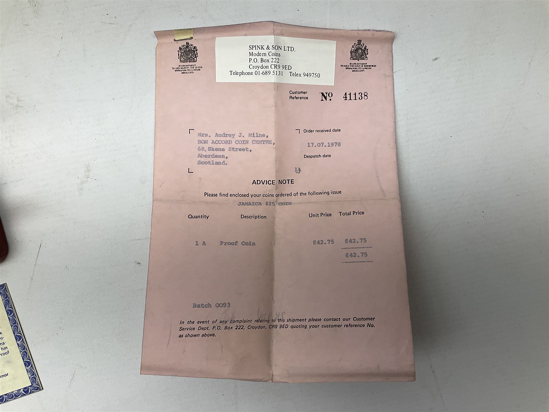 Jamaica 1975 eight coin proof set produced by the Franklin Mint and a Jamaica 1978 sterling silver proof twenty-five dollar coin, both cased with certificates