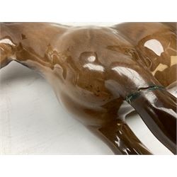 Three Beswick models comprising Hereford Bull no 949, 'CH Cutmil Cupie' Pug, and bay Shire horse, all with printed marks beneath